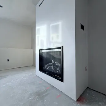 smooth drywall fireplace surround